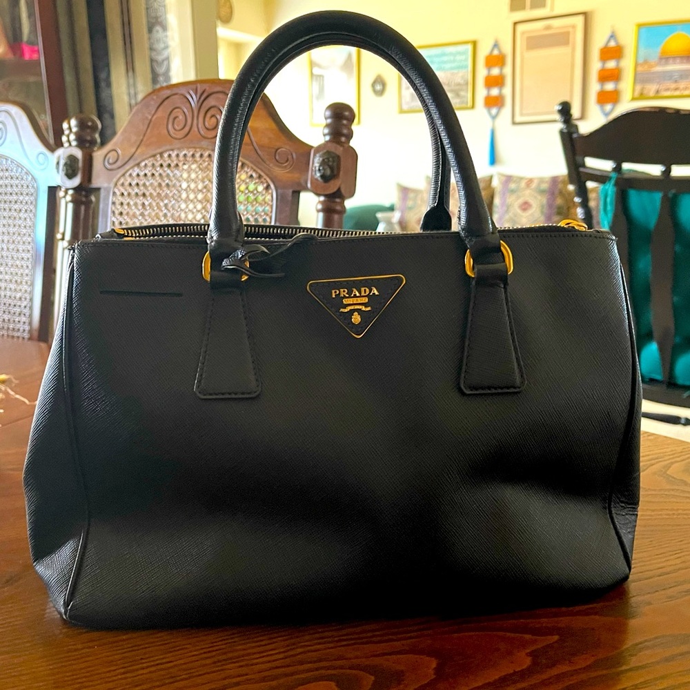 PRADA Small Saffiano Lux Double Zip Galleria Tote